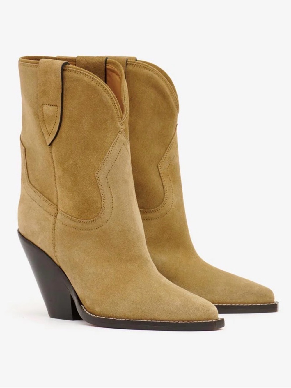 Isabel Marant LEYANE BOOTS Taupe leyane high-heeled cowboy boots Sz 38
